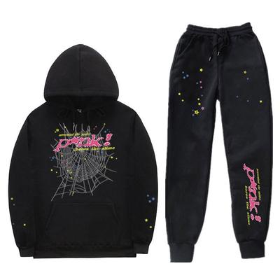 Pink Fan Hooded Sweatshirt Set Couples Men Women Long Sleeve Casual Sportwear