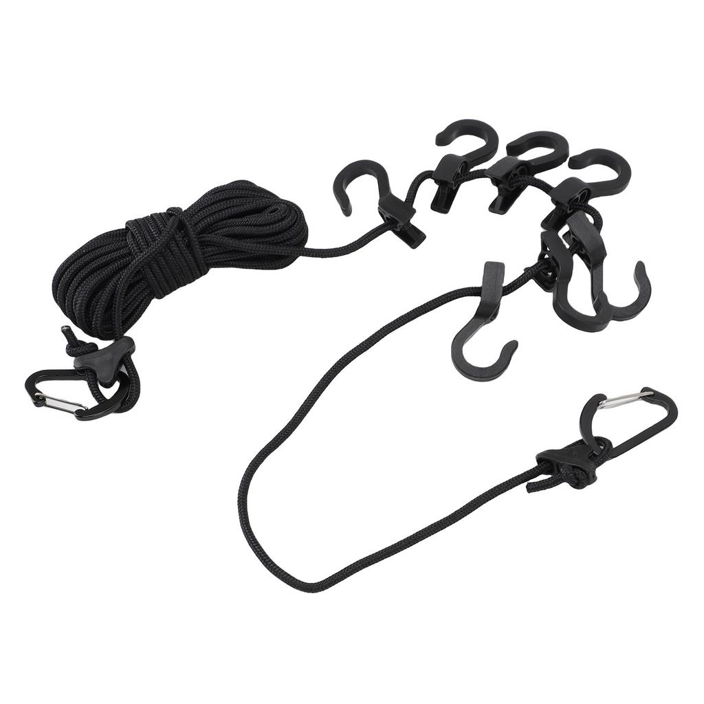 Portable Travel Clothesline   16.4ft Length Clothes Drying Rope Windproof 5m Clothesline with Hooks for Outdoor Camping