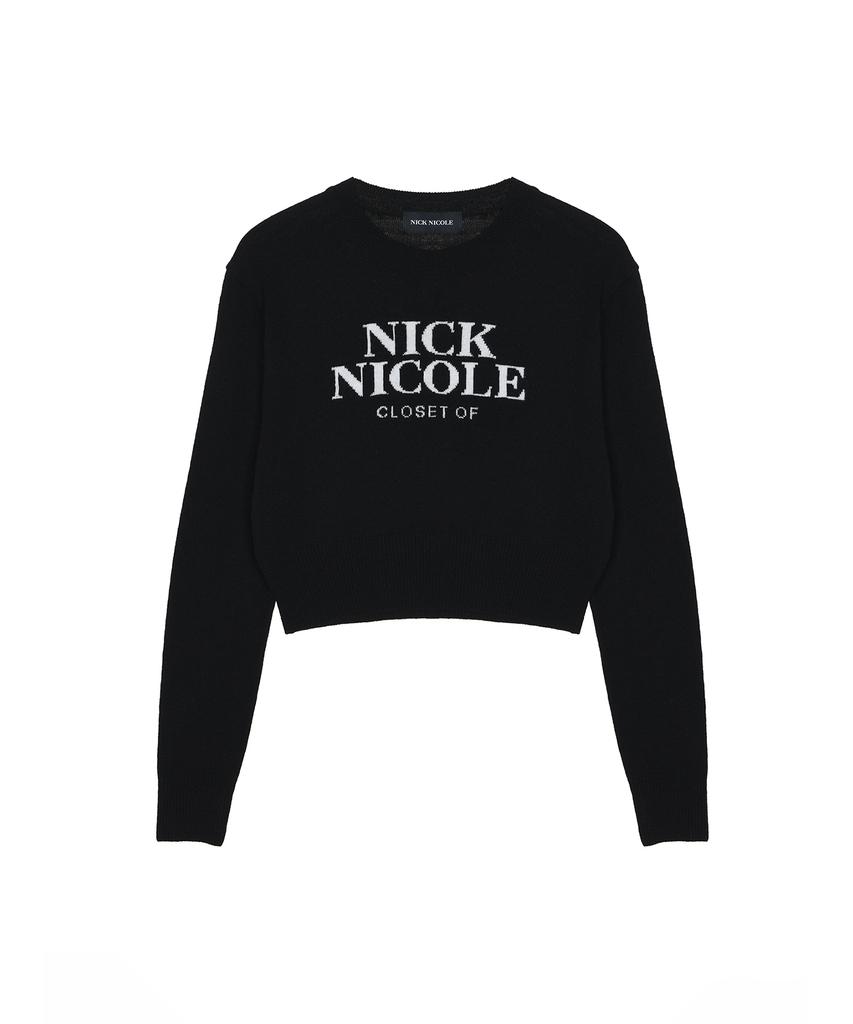 Nigaennikol Cashmere Nicole Logo Crop Jacquard Knit_Black