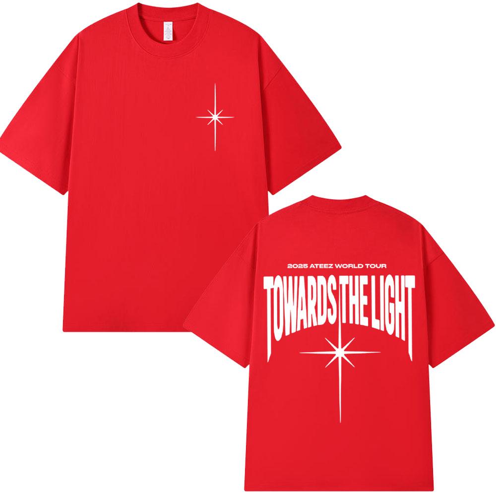 Fashion 2025 Ateez World Tour Towards The Light T Shirt Korean Kpop T-shirt Men Women Casual Cotton Cozy Short Sleeve T-shirts