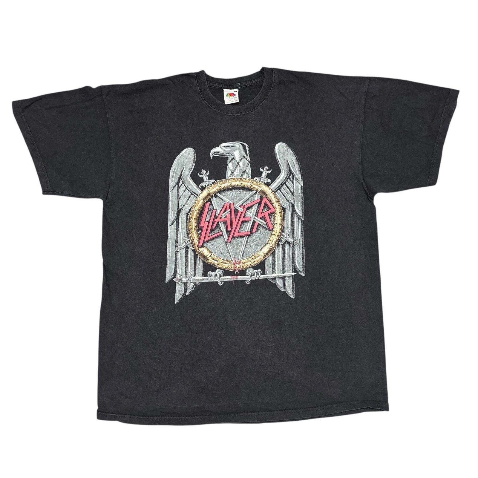 

Vintage Slayer Shirt XL Black Tour Concert Metal Band Tee Metallica Anthrax 80s L