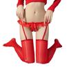 Qing He Sexy Pure Desire Wind Stockings Female Knee Internet Celebrity Suspender Socks Lace Open Crotch Panties White Horse Oil Socks Fun