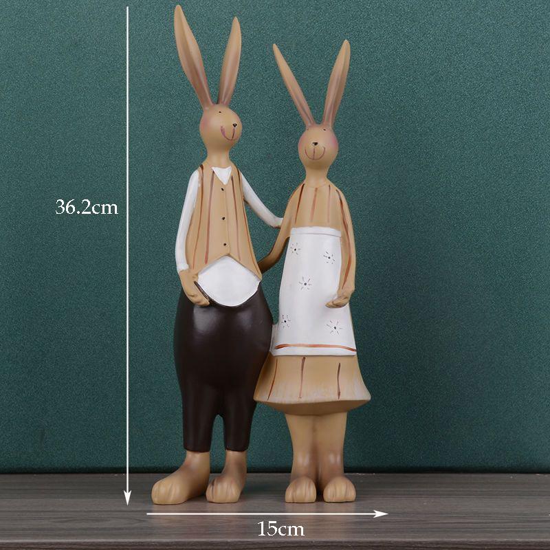 Healing Resin Rabbit Family Figurines Accessories Home Livingroom Table Sculpture Ornaments Store Office Desk Statue Decoration