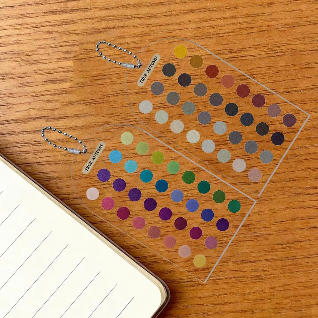 2 Stück Farbanalyse-Vorlagenkarten Beidseitiger Leitfaden Acryl-Farbabgleichsführer mit Perlenkette für Outfit, Make-up, Kleidung