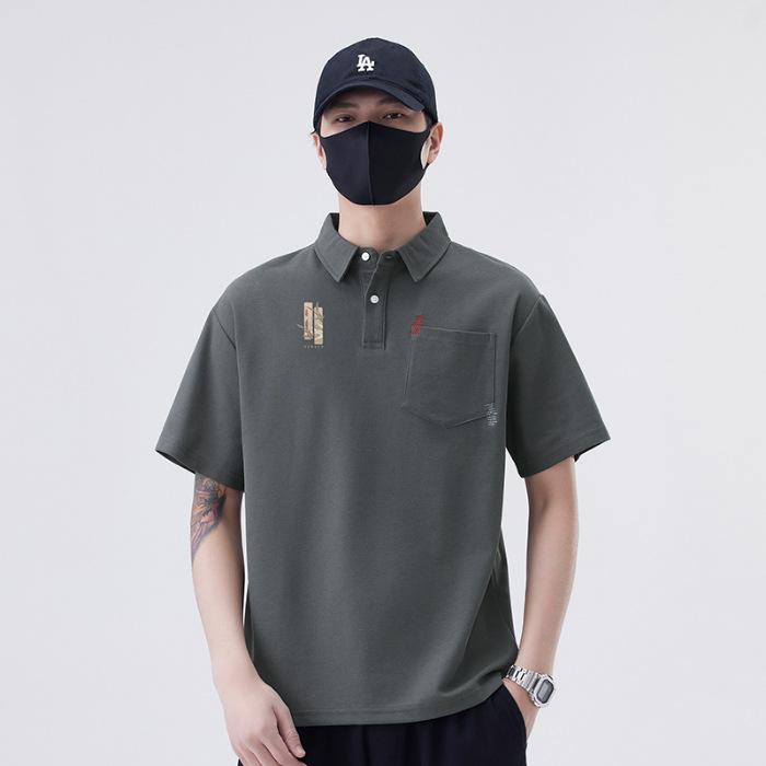 New Loose Polo Shirt for Men In Summer Lapel Embroidered Print T-shirt for Men