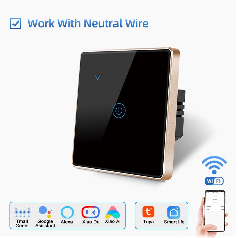 

Graffiti EU Smart WiFi Touch Switch with Alexa Voice Control - Gold Aluminum Frame