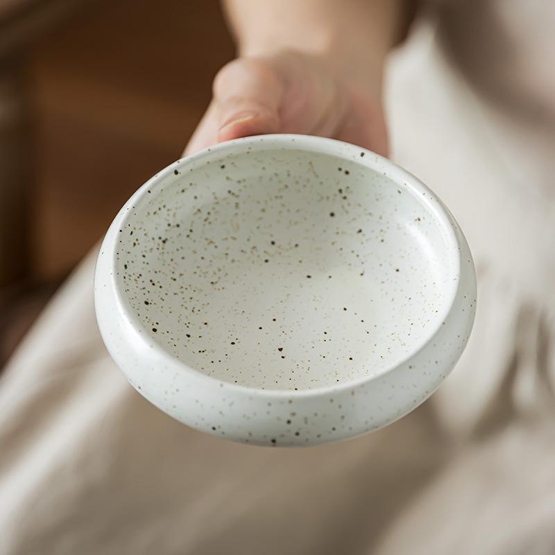 Japanese Sesame Glazed Plate, Household Plate, Ceramic Taste Plate, Retro Style Round Plate, Tableware, Small Vegetable Plate, Fruit Plate.