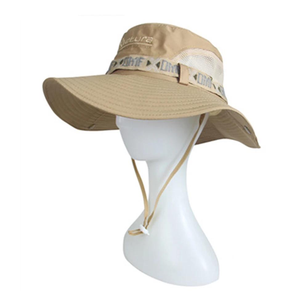 Summer Men Bucket Klobouk Venkovní UV ochrana Široký okraj Panama Safari Myslivost Turistický klobouk Síťovina Rybářský klobouk Pláž Kšiltovka na opalování