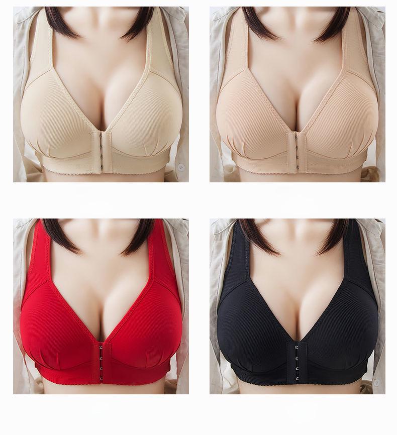 Front Buckle Wireless Bra for Middle-Aged & Elderly - Thin Style, Full Coverage, Enhancing Back Support