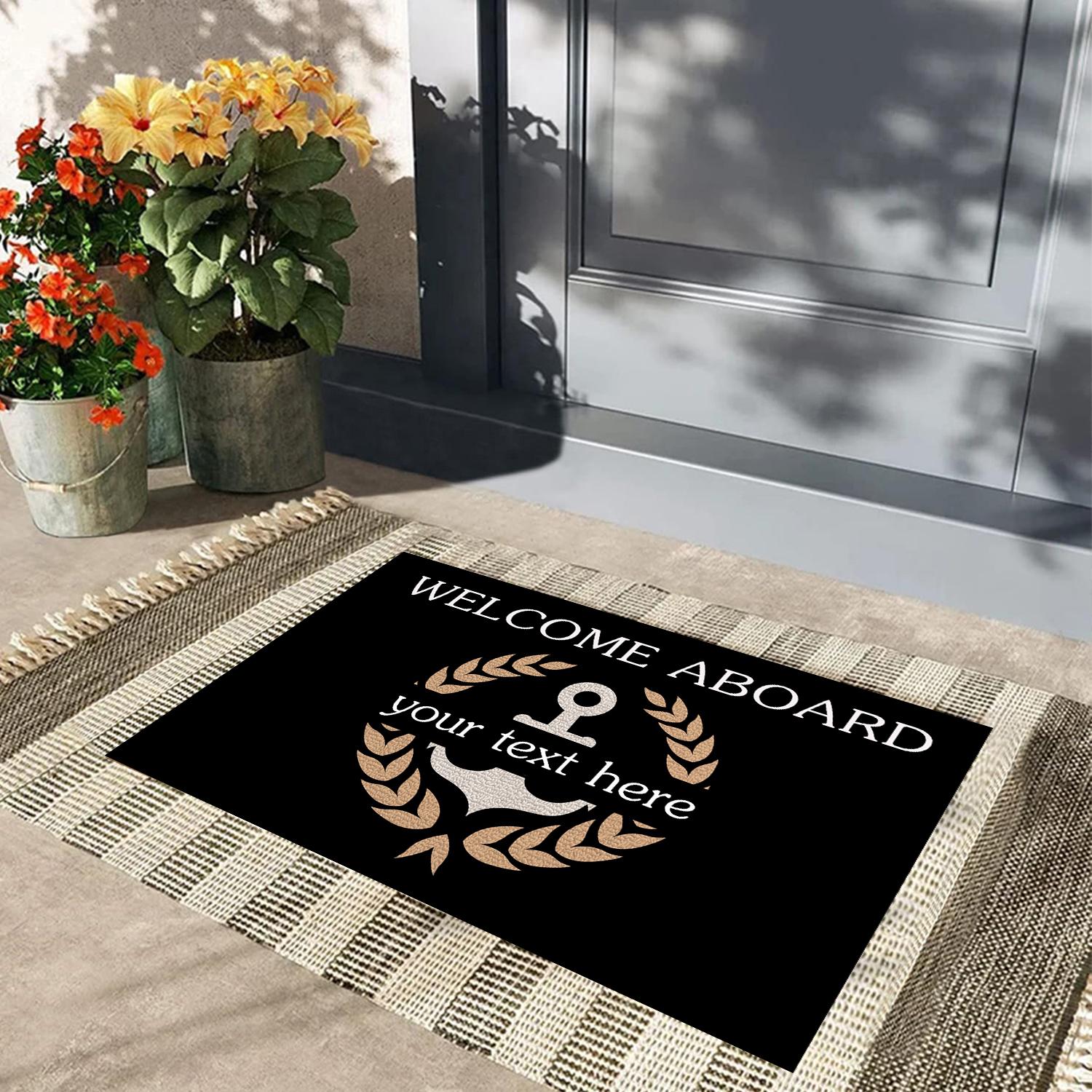 Welkom Aan Boord Deurmat, Gepersonaliseerde Maritieme Anker Deurmat, Antislip Entree Keukenmat Hal Slaapkamer Vloermat 24x16 Inch