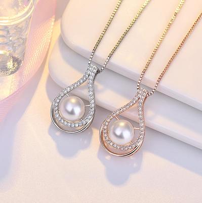 Collier de Perles Simple avec Pendentif Tendance - Design Miroir Croisé