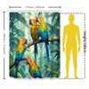 Tropical Rainforest Style Macaw Pattern Shower Curtain Waterproof and Anti-mildew Bathroom Hanging Curtain Complimentary hook