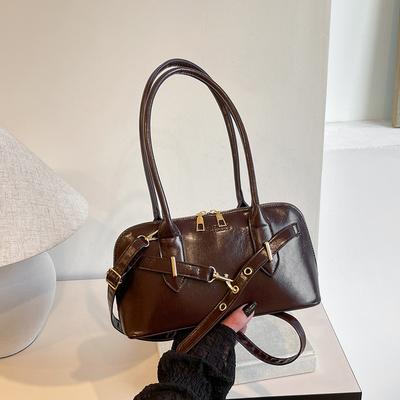 Retro Portable Commuter Bag, Female Tide Korean Niche Underarm Bag, Large-Capacity Bowling Bag