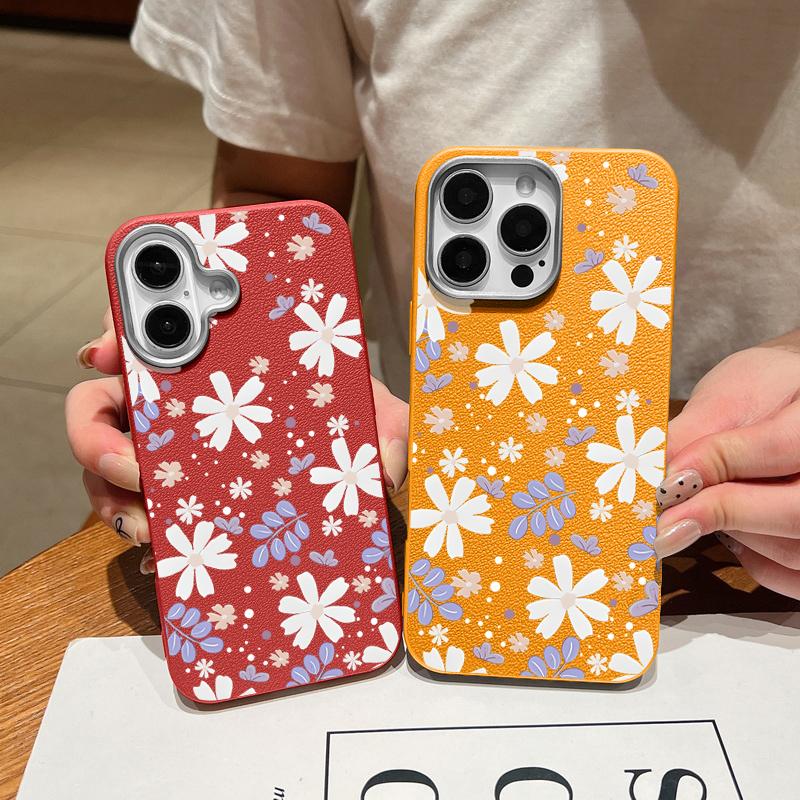 For iPhone 16 15 Pro Max 14 13 12 11 TPU Soft Case Cover Flower Pattern Leather Matte Shockproof Phone Cover For iPhone