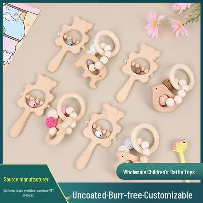 Neues Baby Zahnungs- & Kauset: Buchenholz Bärenrassel & Tier-Armband