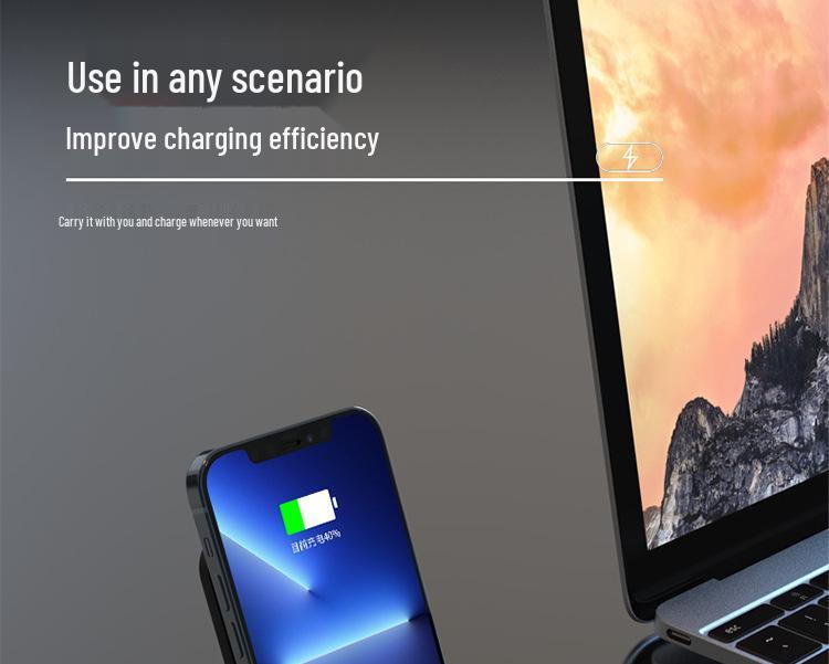 Foldable 15W Wireless Charger Stand for Apple Phone - Desktop Fast Charger