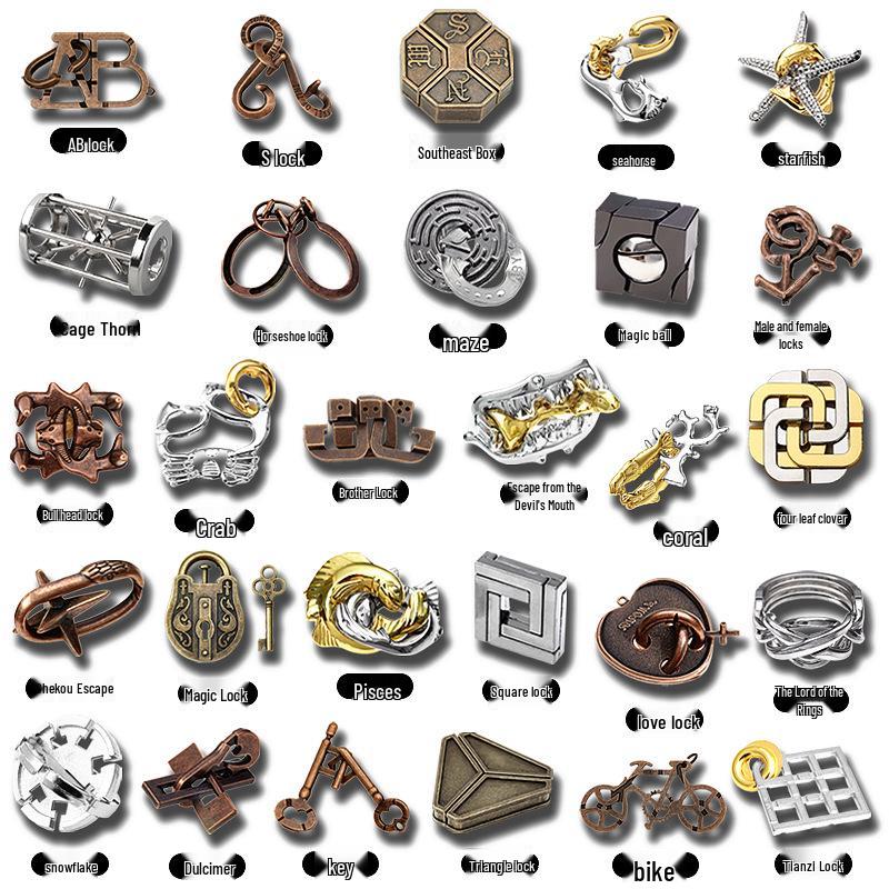 Children's Educational Metal Puzzle Set: Luban Lock, Nine Rings, and Kongming Lock Disentanglement Toys