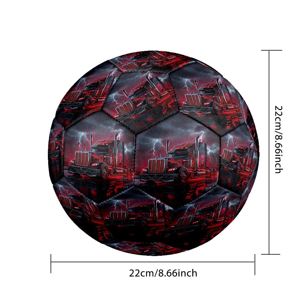 1pc Thunder Truck Ride Theme Soccer Ball Football, Size 5, Lightweight PVC, Outdoor Training Soccer Ball,Gift c65124