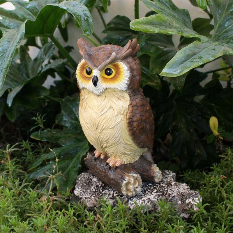 Waterproof Cute Miniatures Garden Display Ornament Desktop Figurines Decor Resin Fake Owl Sculpture for Courtyard Patios