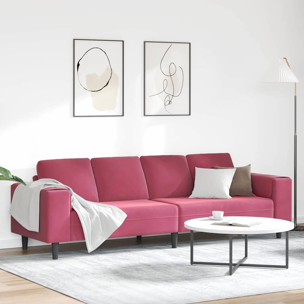 Living Room Sofa Wine Red 250 X 77 X 76 Cm