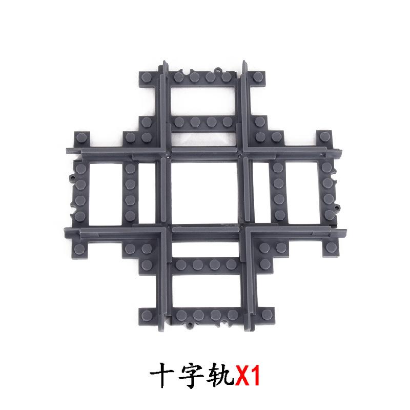 MOC Městský vlak železniční přejezd Flexibilní koleje Vidlicové rovné zakřivené kolejnice Výhybka Stavební blok Cihly Kreativní hračky pro kutily