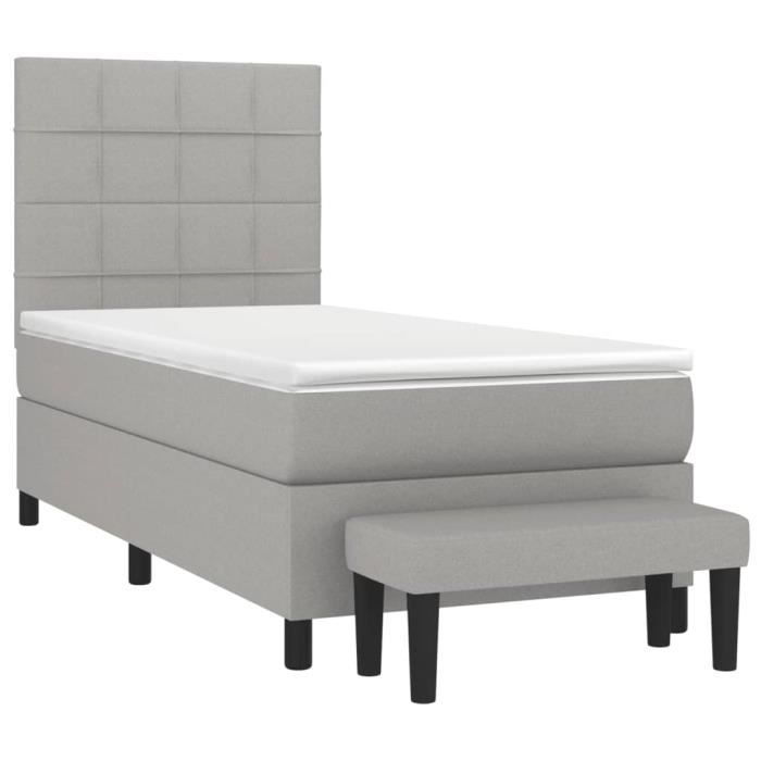 VidaXL Lit à sommier tapissier avec matelas Gris clair 100x200cm Tissu - Modèle 3136573