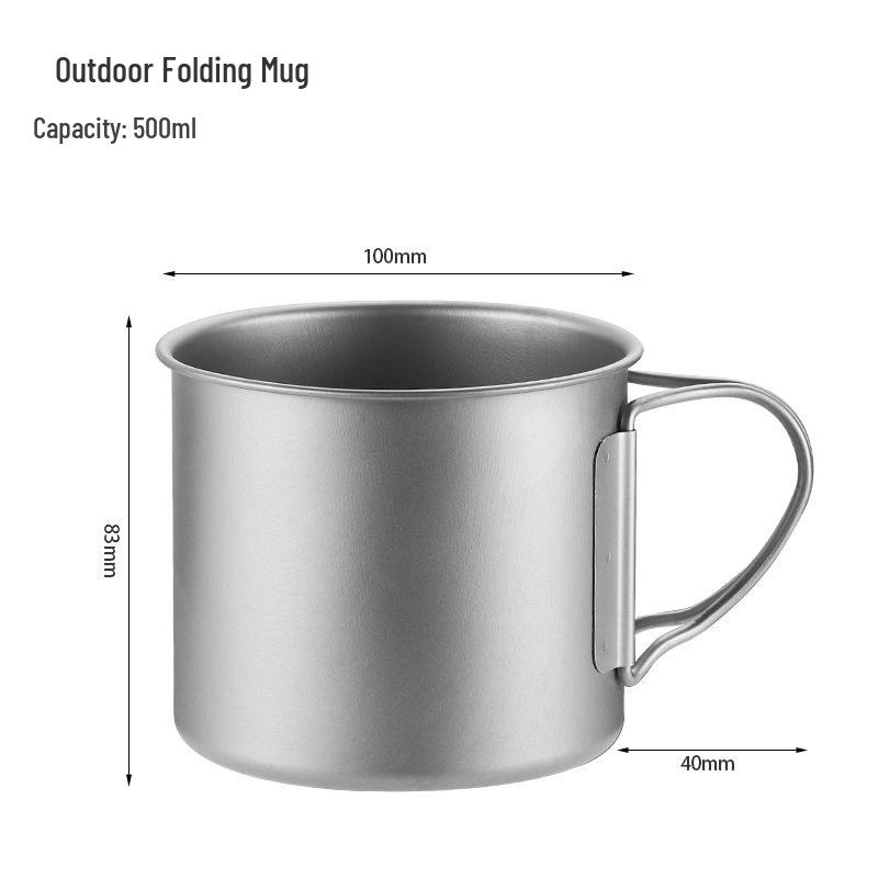 Pure Titanium Travel Mug with Lid and Folding Handle - Perfect for Coffee, Tea, or Water on Camping Trips