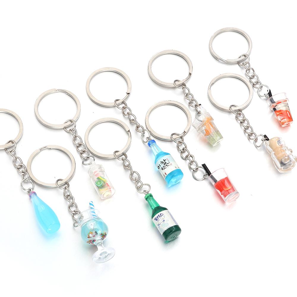 10pcs/lot Metal Flat Round Key Ring Key Chain With Acrylic Charms DIY Key Chain Pendant Connectors Jewelry Making Accessories
