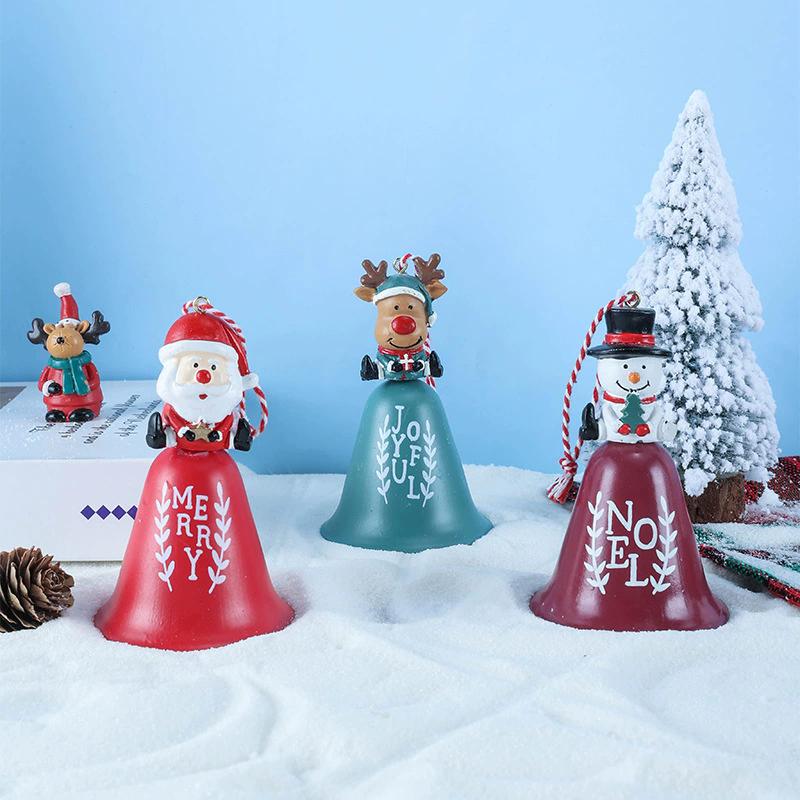 

WTEMPO Милые рождественские колокольчики в форме Санта-Клауса, лося и снеговика, железные колокольчики ручной работы, подвесные кулоны, украшения для рождественской елки 3pcs разноцветный