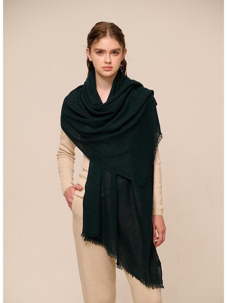 Yak Wool Solid Color Extended Shawl - Warm, Fashionable Scarf for Men and Women