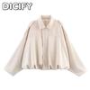 Giacche e Cappotti da Donna DICFY Vintage Casual Stampa Monocolore Autunno Inverno Manica Lunga Collo a Polo