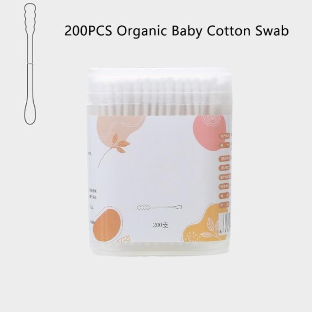 200PCS Organic Baby Cotton Swabs Paper Sticks Cotton Buds for Baby Ear Nose Clean Ultra Safe Hypo-allergenic Biodegradable