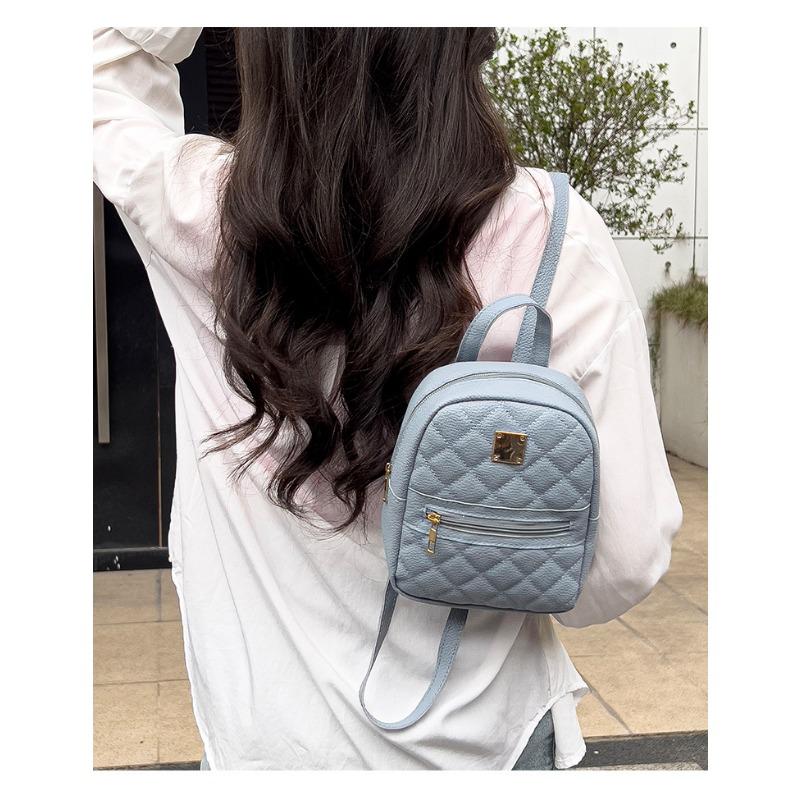 Diamond Lattice Embroidered Small Backpack Korean Small Schoolbag Women's Backpack