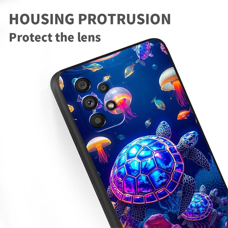 Cartoon Anime Turtle Elephant For Samsung A41 A35 A34 A33 A32 A25 A24 A23 A21s A06 A05 A04 A03 Note 10 20 Ultra 5G Black Case