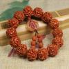Five-Lobed Rudraksha Bodhi Bracelet with Ox Bone & Beeswax, Buddhist Prayer Beads Mala for Men Women