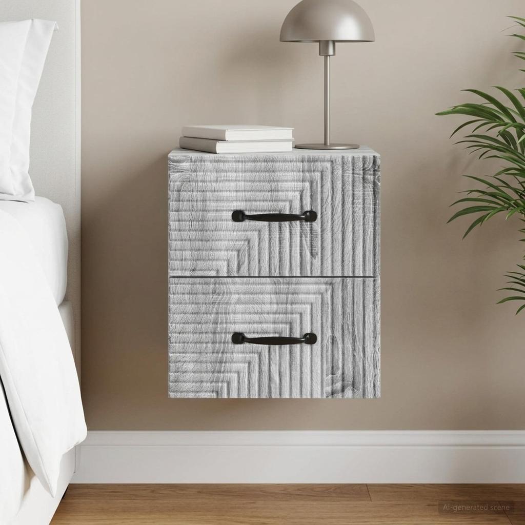 Wall Mounted Nightstand Grey Sonoma 34.5 x 33 x 40 cm
