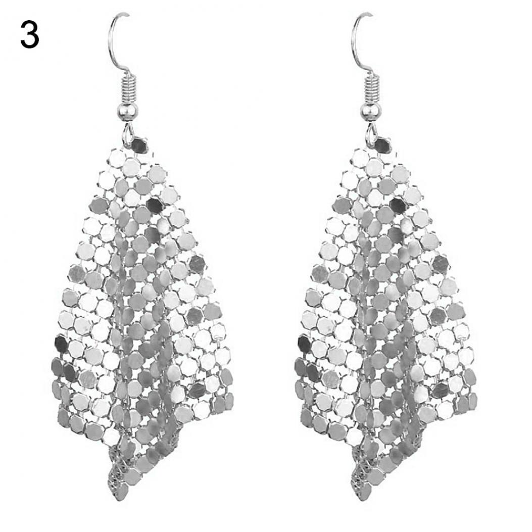 

Сетчатые висячие серьги с блестками и крючками, подарочные ювелирные изделия для клубной вечеринки золотистый