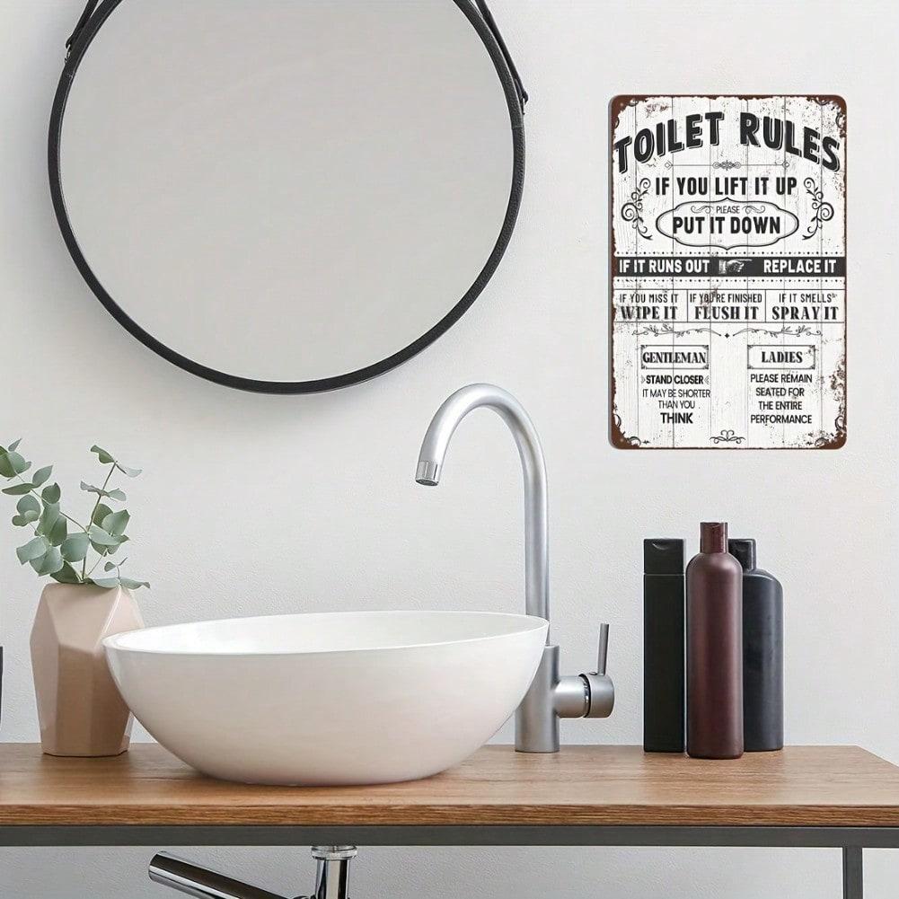 Vintage Cow Metal Tin Sign Rustic Farmhouse Wall Art Toilet Rules Decor 12x8 Inch
