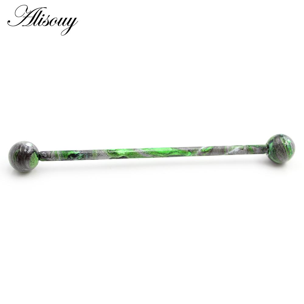 Alisouy 2PC Candy Backfarbe Edelstahl Kugel Ohrring Piercing Industrial Barbell Bar Gerüst Ohrknorpel Helix Schmuck