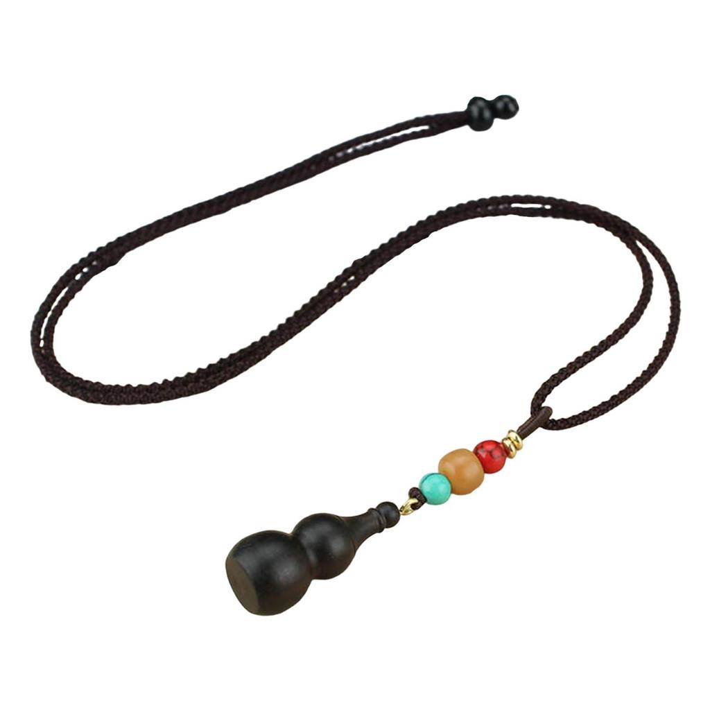 Gourd Pendant Necklace Decor Ornament Adjustable Long Necklaces for Unisex Black