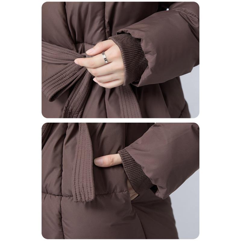 Winter neu mittel und lang Stehkragen Gürtel ist dünn, locker und vielseitig Mode Koreanische Version Daunen Baumwolle Kleidung Damenjacke