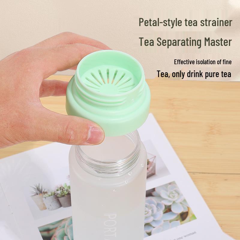 Large Capacity Frosted Sports Water Bottle with Tea Infuser and Lanyard - Customizable Outdoor Gift Cup