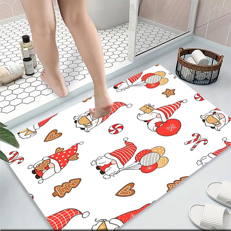 1Pc Gnome Christmas Tree Celebration Carpet Rug Soft Washable Antislip Home Living Room Sofa Mats Personalized Christmas Rug