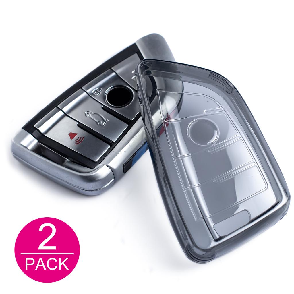 Slim Car Key Fob Case Cover Chain For BMW X1 X2 X3 X4 X5 X6 X7 118i 120i 220i 320i 330i 430i 530i 540i 740i Black Transparent