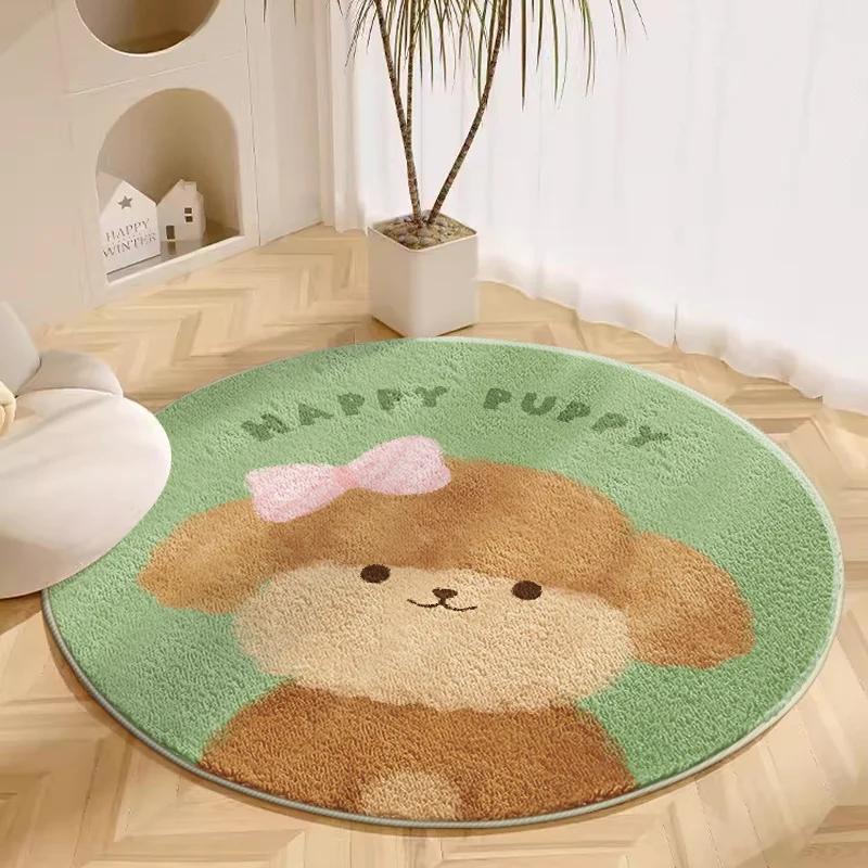 Cartoon Animals Carpets for Living Room Cute Bedroom Decor Plush Rug Round Dressing Table Floor Mat Fluffy Soft Children Carpet