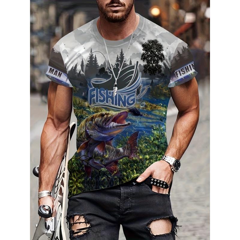 Fashion 3D Carp Fishing Men T-Shirt Fashion O-Neck Short-Sleeve Oversized