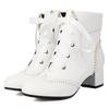 White Ankle Boots for Women Lolitas Autumn Winter 2024 Black Pink Short Boot Low Heels Footwear Shoes Girls Waterproof