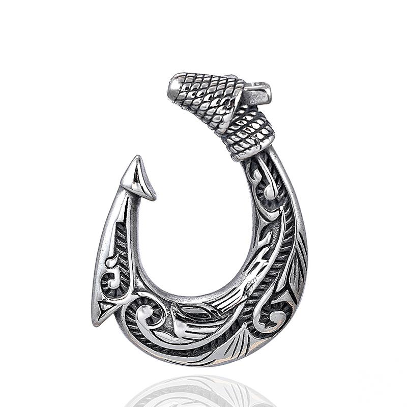 

Vintage Men s Fish Hook Pendant Popular Charm Stainless Steel Viking Necklaces for Women Punk Hip Hop Party Jewelry Accessories