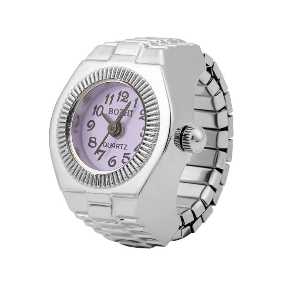 Ring Watch, Quartz Watch, Metal Watch, Rhinestone, Elastic Strap.