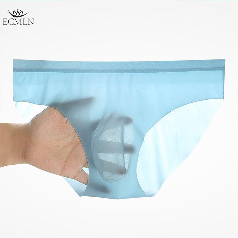 3D Men's Ice Silk Briefs Summer New Ultra-thin Transparent Seamless Sexy Quick-drying Trendy Breathable Underwear Panties